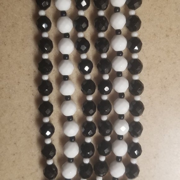 RARE JOSE MARIA BARRERA DECO HOLIDAY BLACK WHITE EVENING CRYSTAL STRAND BRACELET - Picture 6 of 9